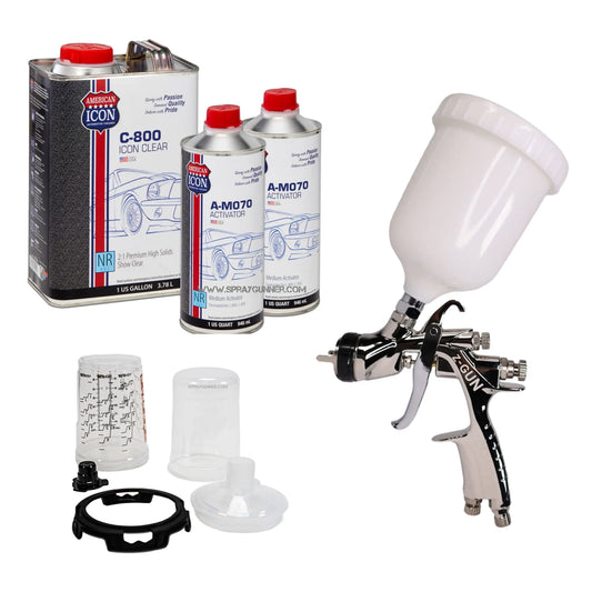 American ICON C-800 2K Clear Coat Professional Kit + Z-GUN and Cups