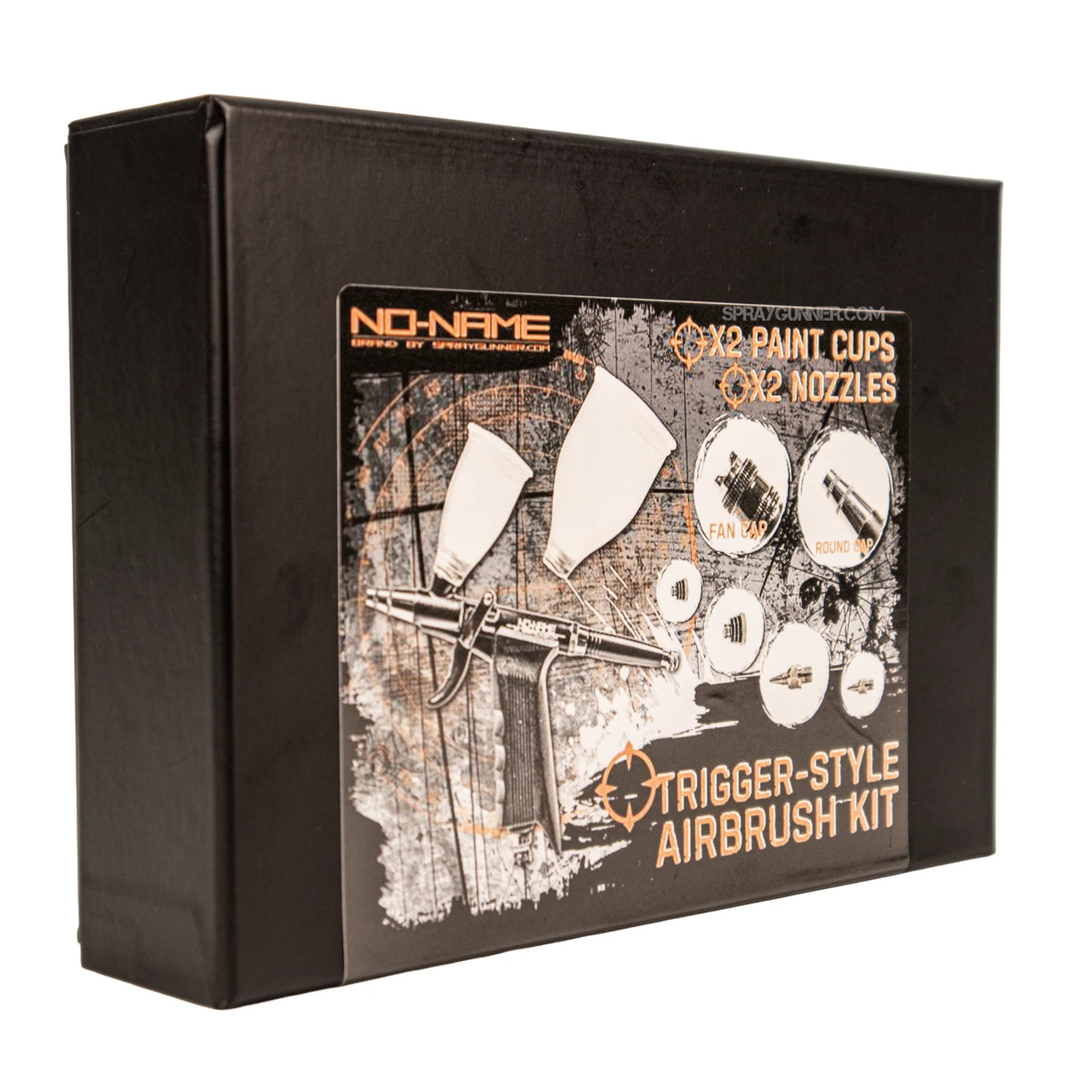 GX13 Pistol Trigger Gravity Feed Airbrush Set with Round and Fan Pattern Caps by NO-NAME Brand