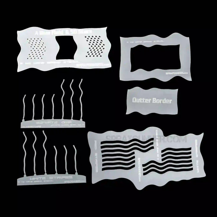 NO-NAME Brand Simple Waving American Flag Smart Stencil #1 (4 part set)