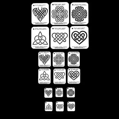 NO-NAME Brand Celtic Heart Stencils Full Set (All Sizes)