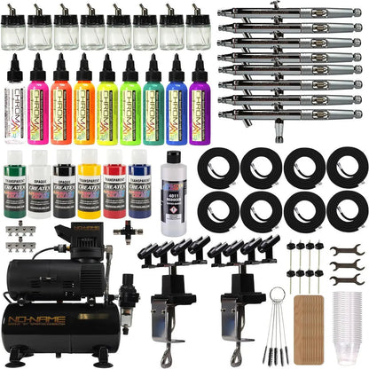 Professional Airbrush Art Kit: 8-Piece Siphon Feed Airbrush Set with Compressor