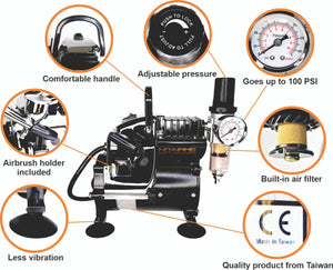 Silent Mini Air Compressor w/ Regulator and hose by NO-NAME Brand