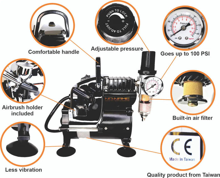Silent Mini Air Compressor w/ Regulator and hose by NO-NAME Brand