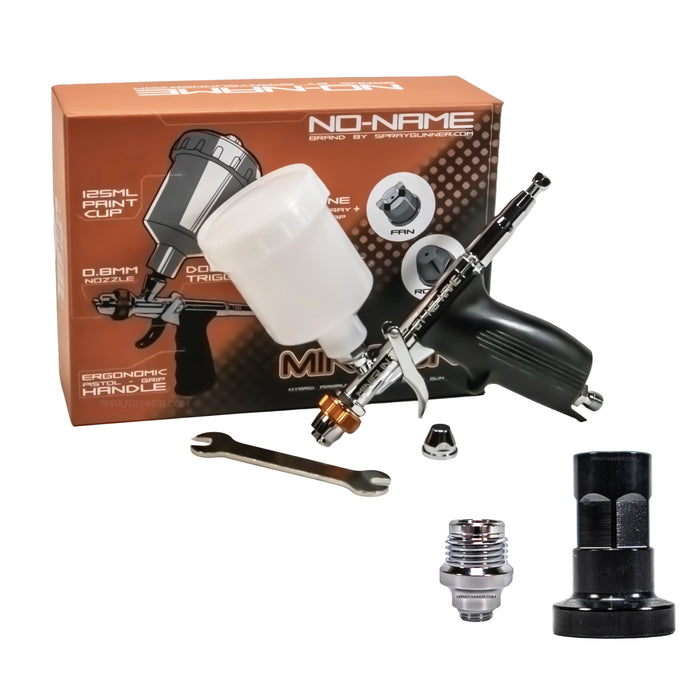 NO-NAME Minigun 0.8mm Hybrid Airbrush 4.0 with Adaptors for Disposable Cups