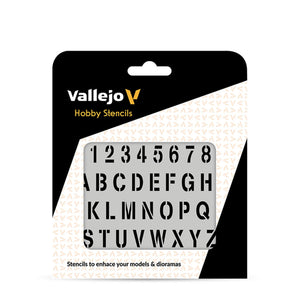 Vallejo Hobby Stencils: Stamp Font (125x125mm)