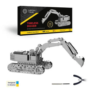 Tireless Digger Excavator Metal Model