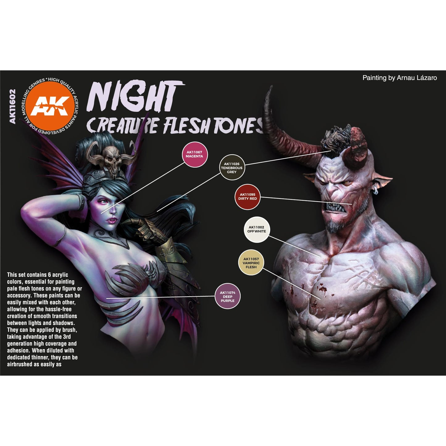 AK Interactive Night Creatures Flesh Tone Set (x6)