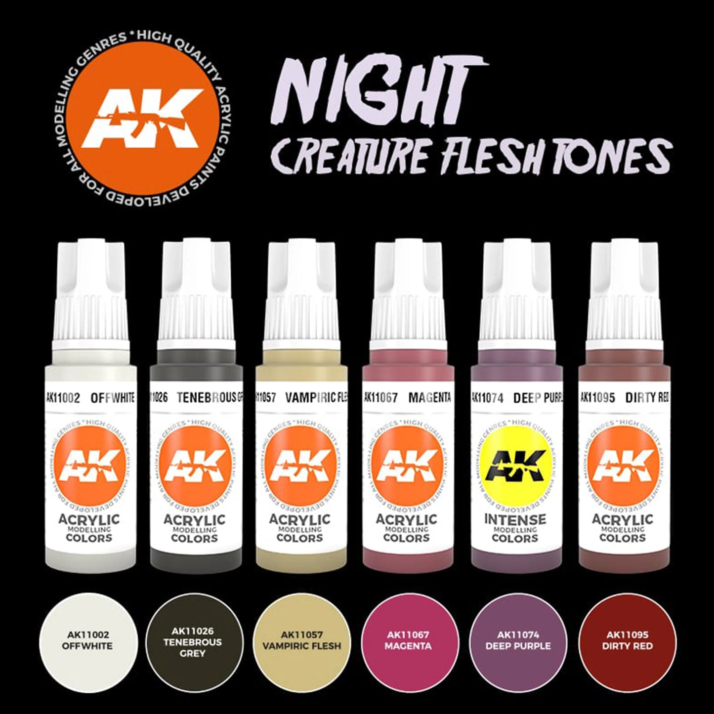 AK Interactive Night Creatures Flesh Tone Set (x6)