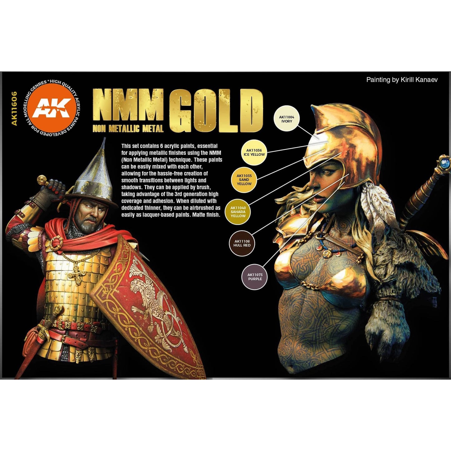 AK Interactive NMM (Non Metallic Metal) Gold Set (x6)
