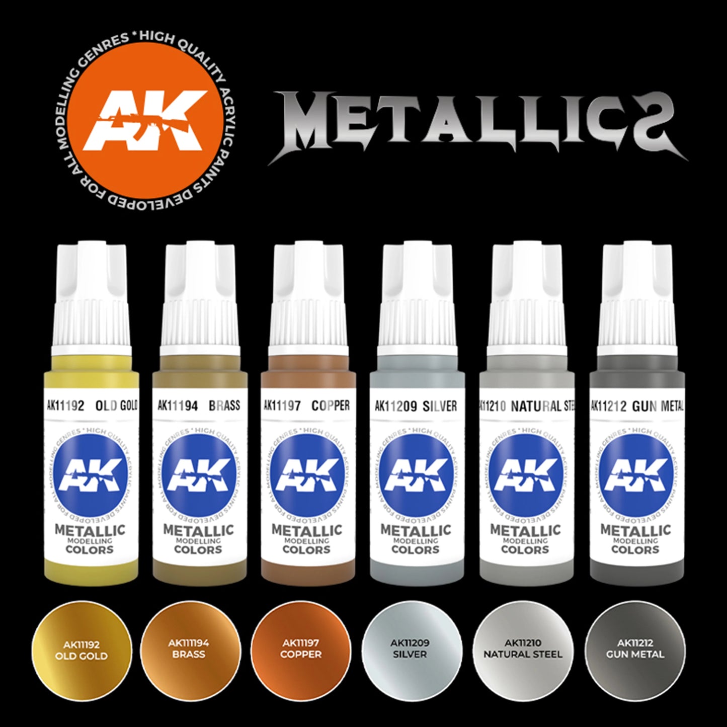 AK Interactive Metallics Colors Set (x6)