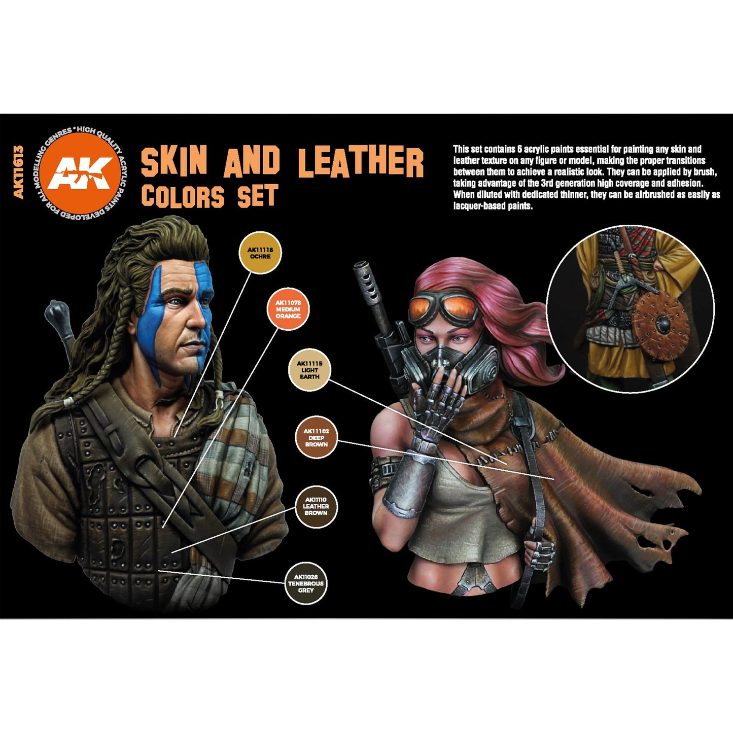 AK Interactive Skin and Leather Colors Set (x6)