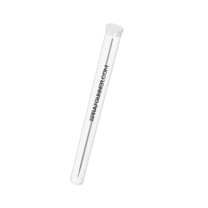 Clear tube with label  for needle storage